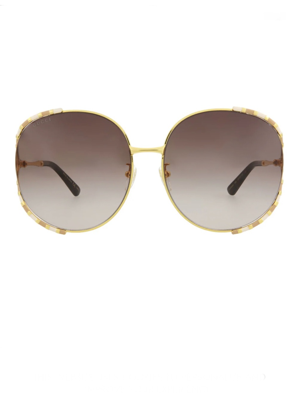 GUCCI Round GG0595S Gold Gradient Brown Sunglasses $595 Retail - Picture 4 of 16